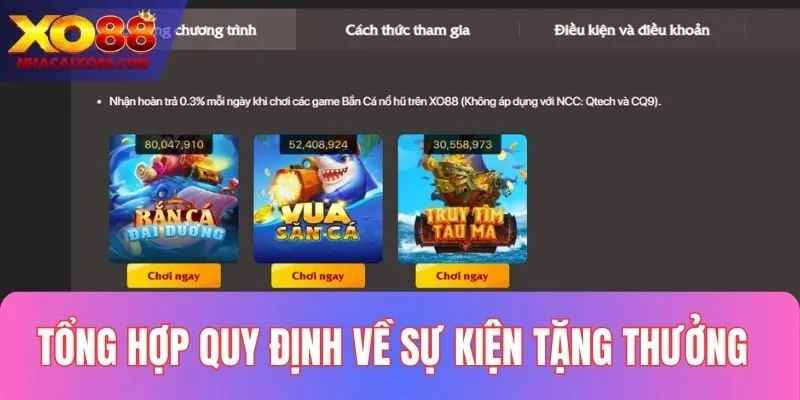 Quy định chi tiết về chương trình ưu đãi dành cho Bắn Cá
